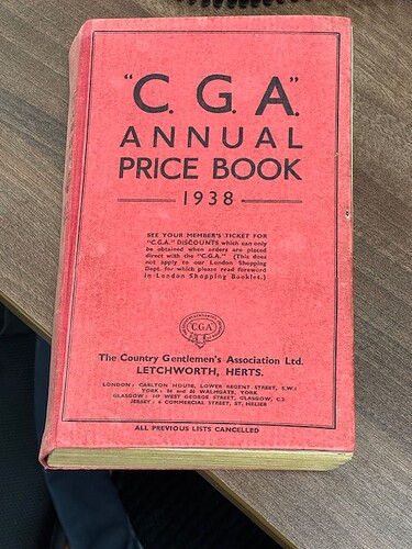“C.G.A” Annual price book 1938