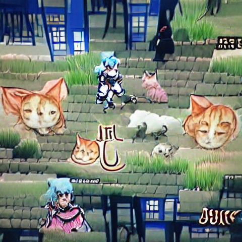 Anime jrpg video game about cats