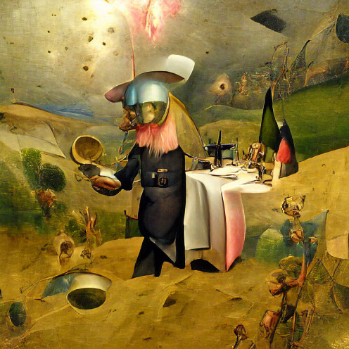 hb master chief serving dinner at a fancy restaurant