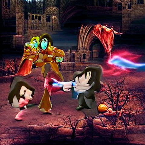 Samus Aran and Simon Belmont Fight Dracula